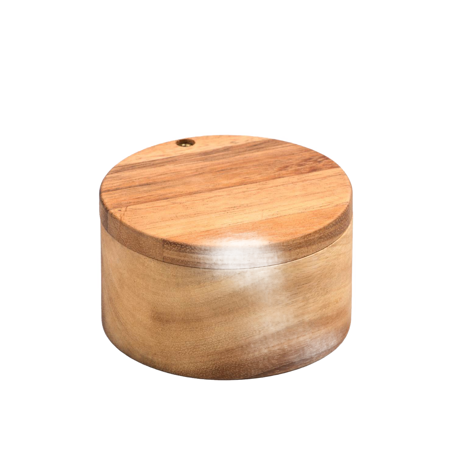 Round Acacia wood salt cellar with removable lid for kitchen utensils and cooking tools under $50 collection