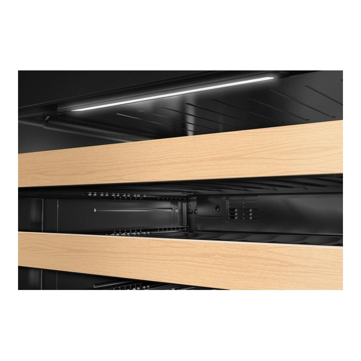 24-Inch Undercounter Wine Cellar with Right Door Swing and 46-Bottle Capacity with Wood-Front Racks in Juniper