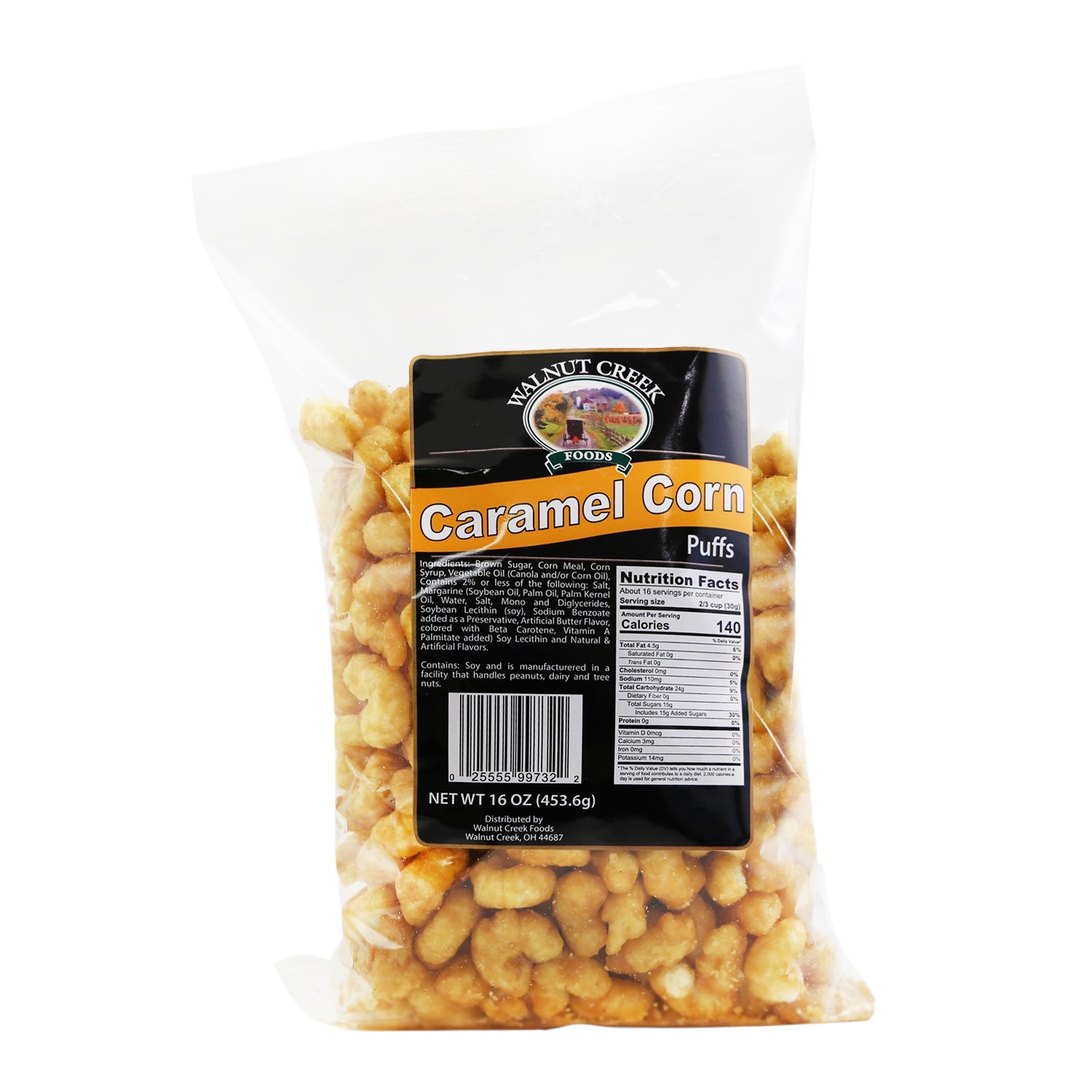 Clear bag of crunchy caramel puff corn snack in Chips & Snacks and Food & Beverage collections under $50 category