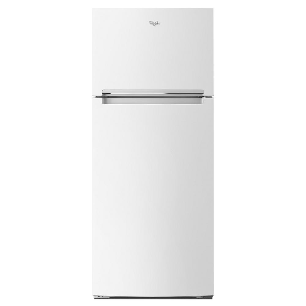 White 28-inch top-freezer refrigerator with a modern handle design from kitchen appliances and refrigerators collections