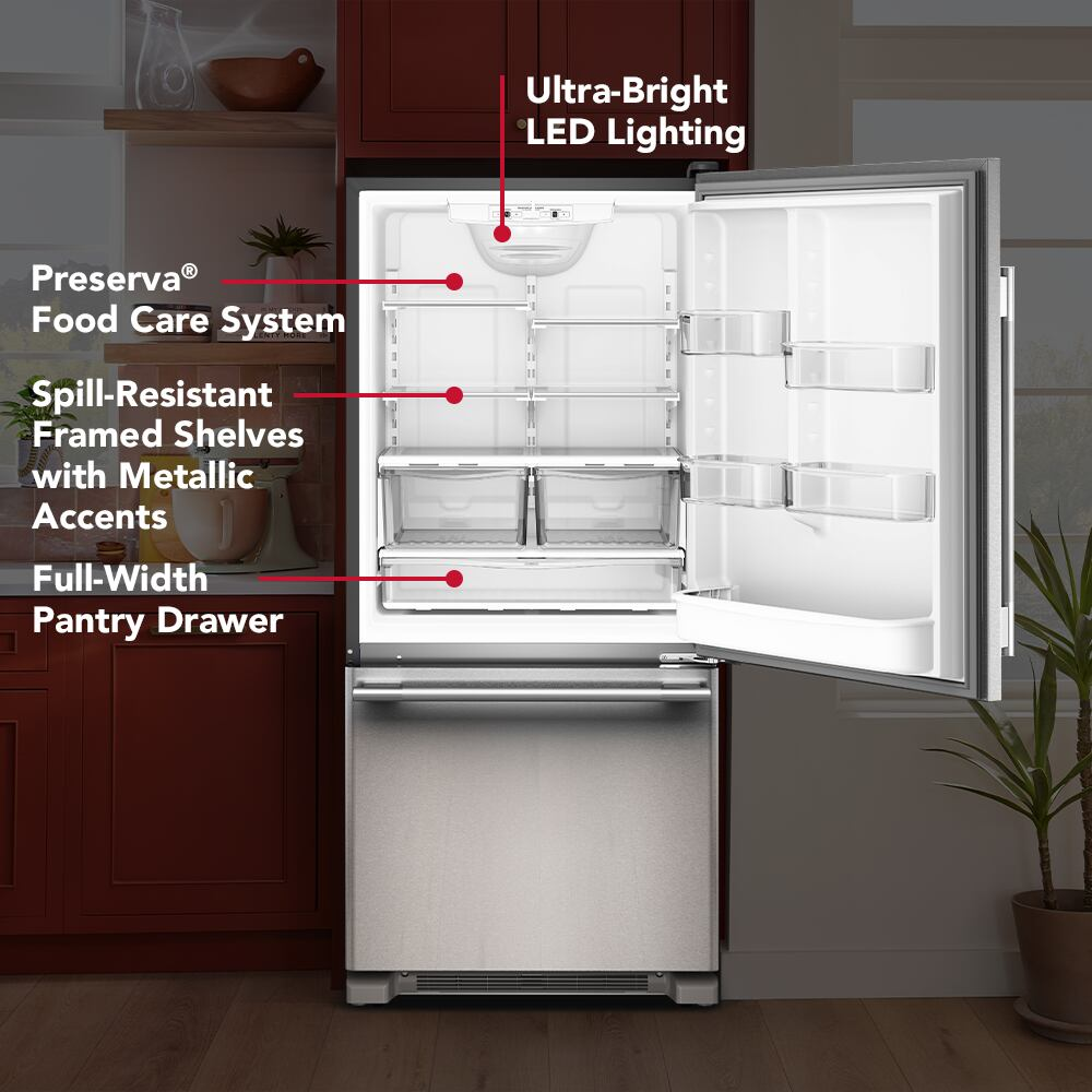 19 Cu. Ft. 30-Inch Standard-Depth Bottom Mount Refrigerator with Right Door Swing