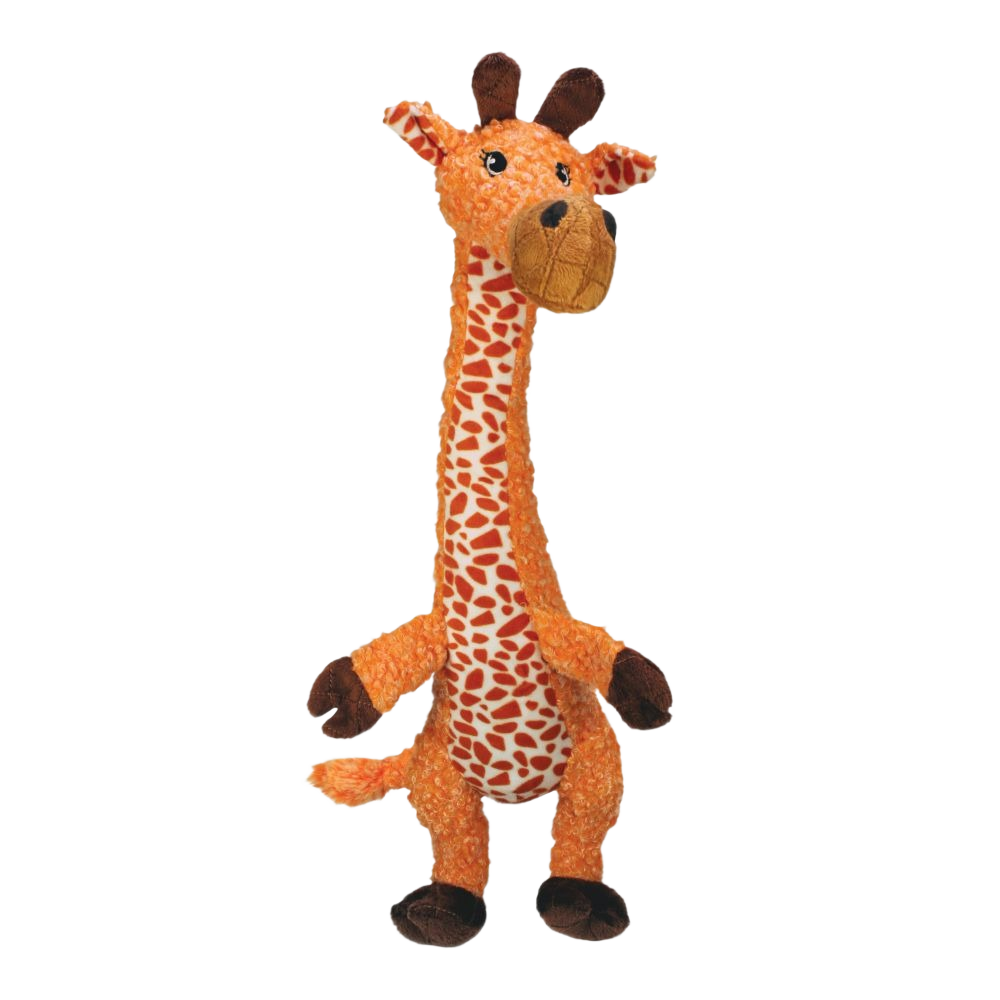 Soft giraffe-shaped plush dog toy with squeaker for interactive play in Pet & Animal and Under $50 collections