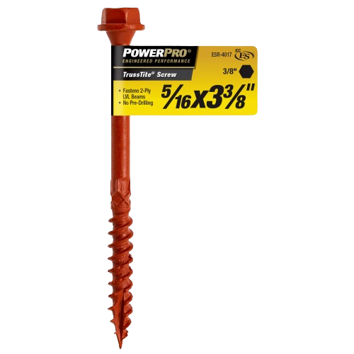 5/16 inch x 3 3/8 inch structural screw with hex head for lumber fastening in hardware and building materials collections