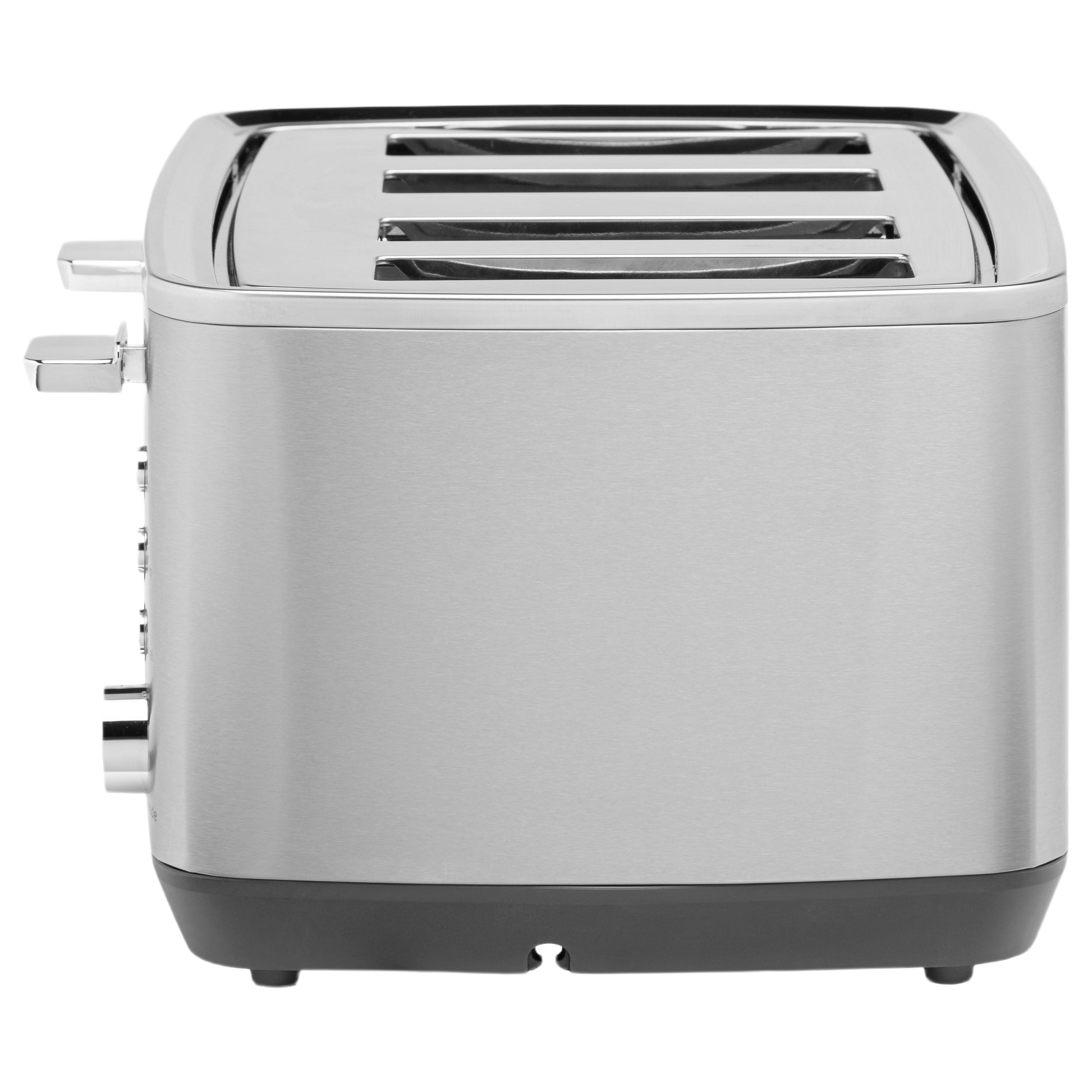 Brushed stainless steel 4-slot toaster with dual levers and adjustable browning control for home kitchens