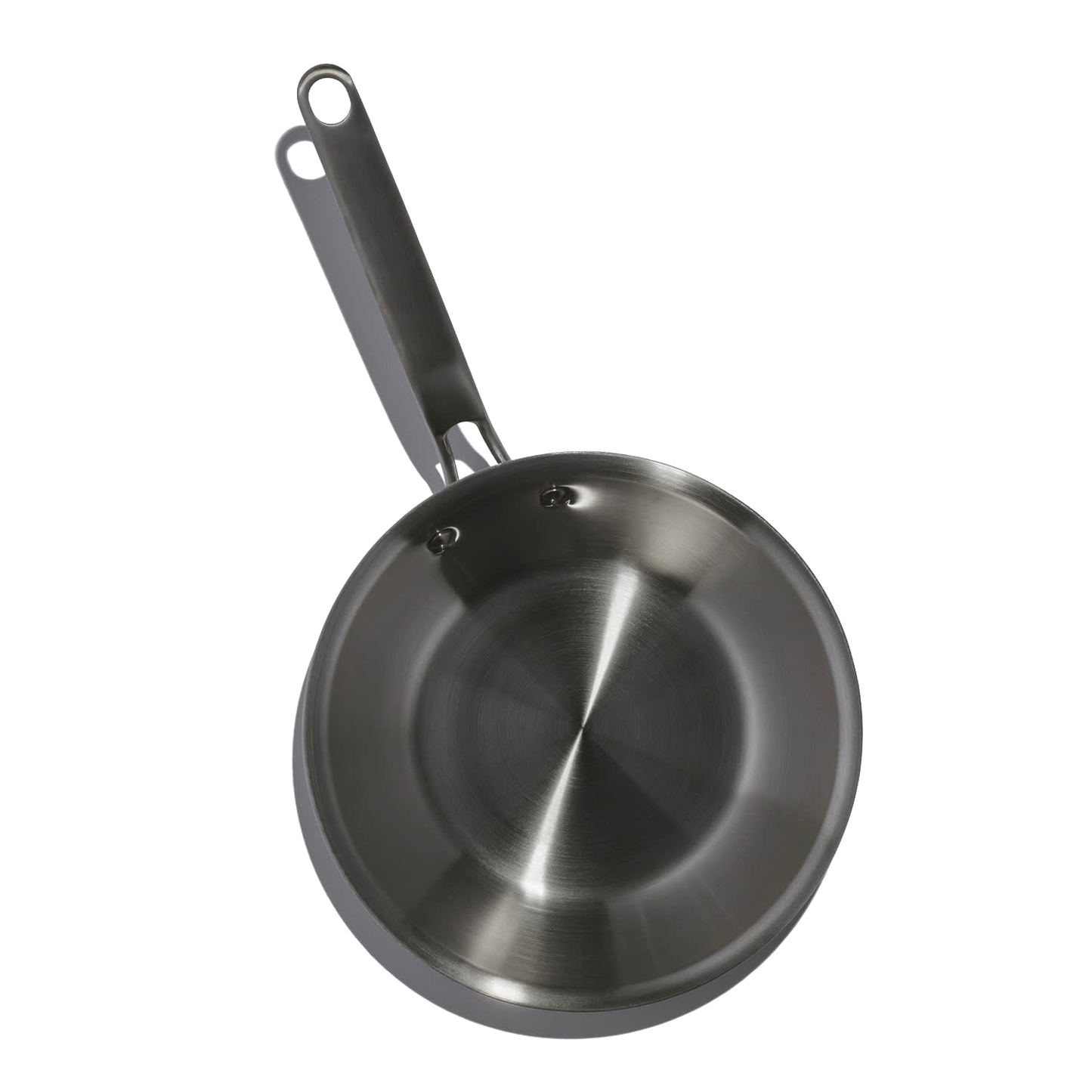 Stainless steel fully clad fry pan with dual loop handle for even heating in kitchenware collection