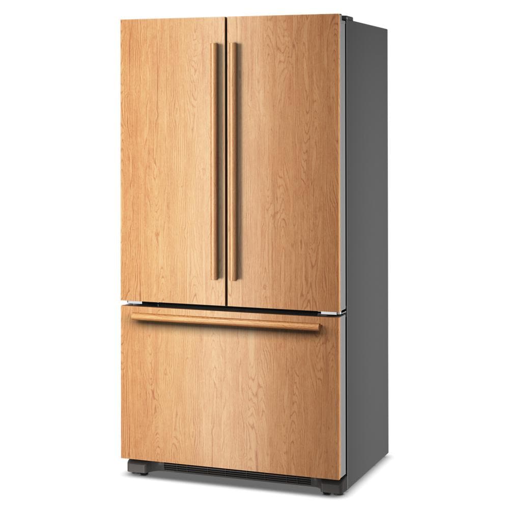Panel-ready counter-depth French door refrigerator with wood finish doors and bottom freezer in KitchenAid appliances collection