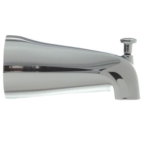 Chrome slip connection tub spout with adjustable diverter for plumbing repair and shower parts collections under $50