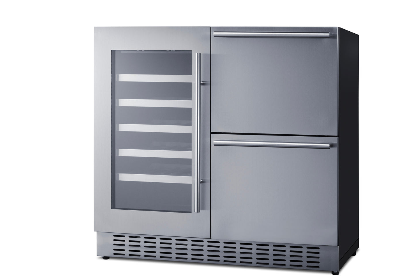 36" Wide Combination Wine Cellar & 2-Drawer Refrigerator