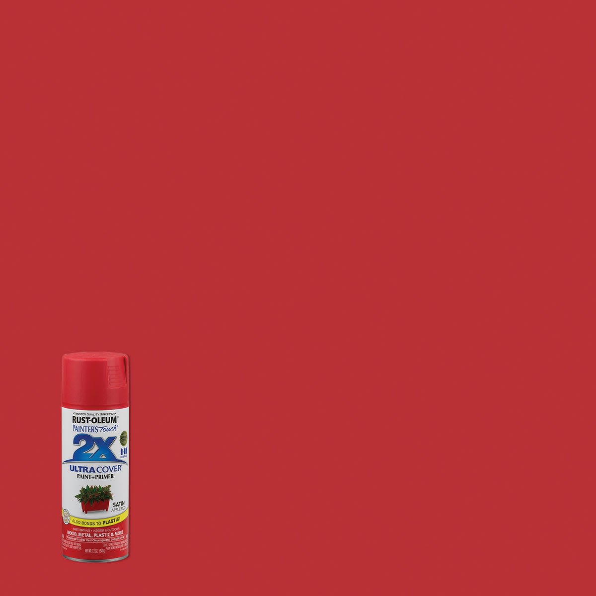 Rust-Oleum 2X spray paint and primer in apple red satin finish for home improvement and paint supplies under $50 collections