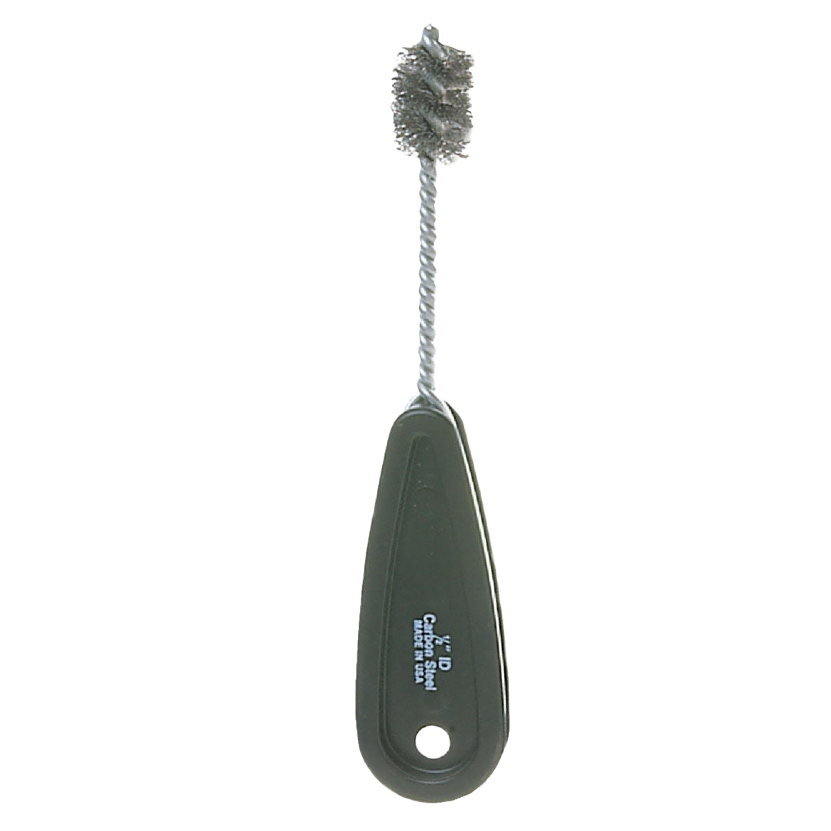 Wire fitting brush with twisted steel bristles and molded handle for home improvement cleaning tasks