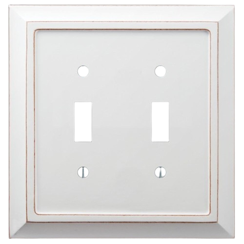 Amerelle 2 Toggle Savannah Distressed White Wood Wallplate