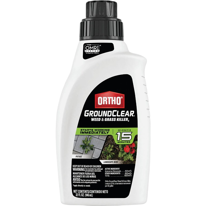 White bottle of Ortho GroundClear concentrate fast-acting weed and grass killer in lawn care and garden collections under $50