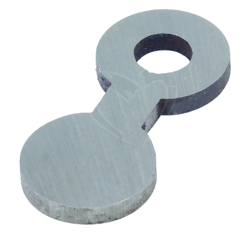 Silver metal ball end cutting tip tool accessory with a circular hole for attachment or fitting uses