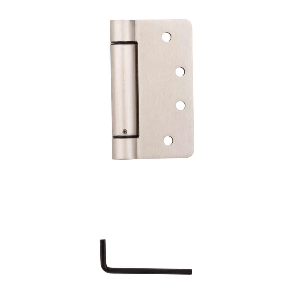4-inch satin nickel spring hinge with 1/4-inch radius edge and included hex key for door hardware under $50 in home improvement