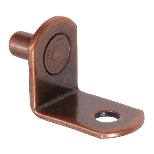 Bronze finish shelf support bracket with 1/4 inch pin for secure shelving in home storage and organization projects