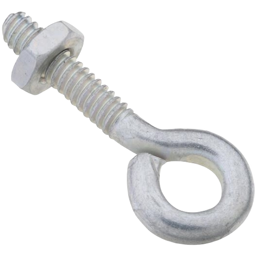 Zinc-plated eye bolt with threaded shaft and hex nut for securing and lifting applications in home improvement projects