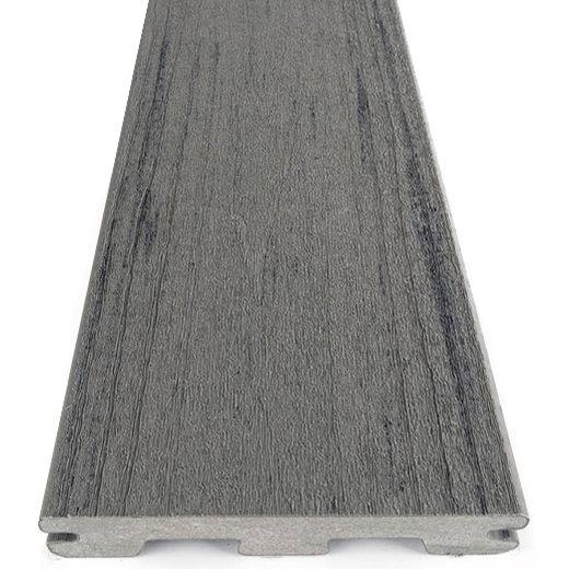 Silver Maple grooved composite deck board from TimberTech's PRO Terrain collection for decking and lumber projects