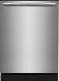 Stainless steel 24-inch built-in dishwasher with sleek handle, designed for kitchen and home improvement appliances.