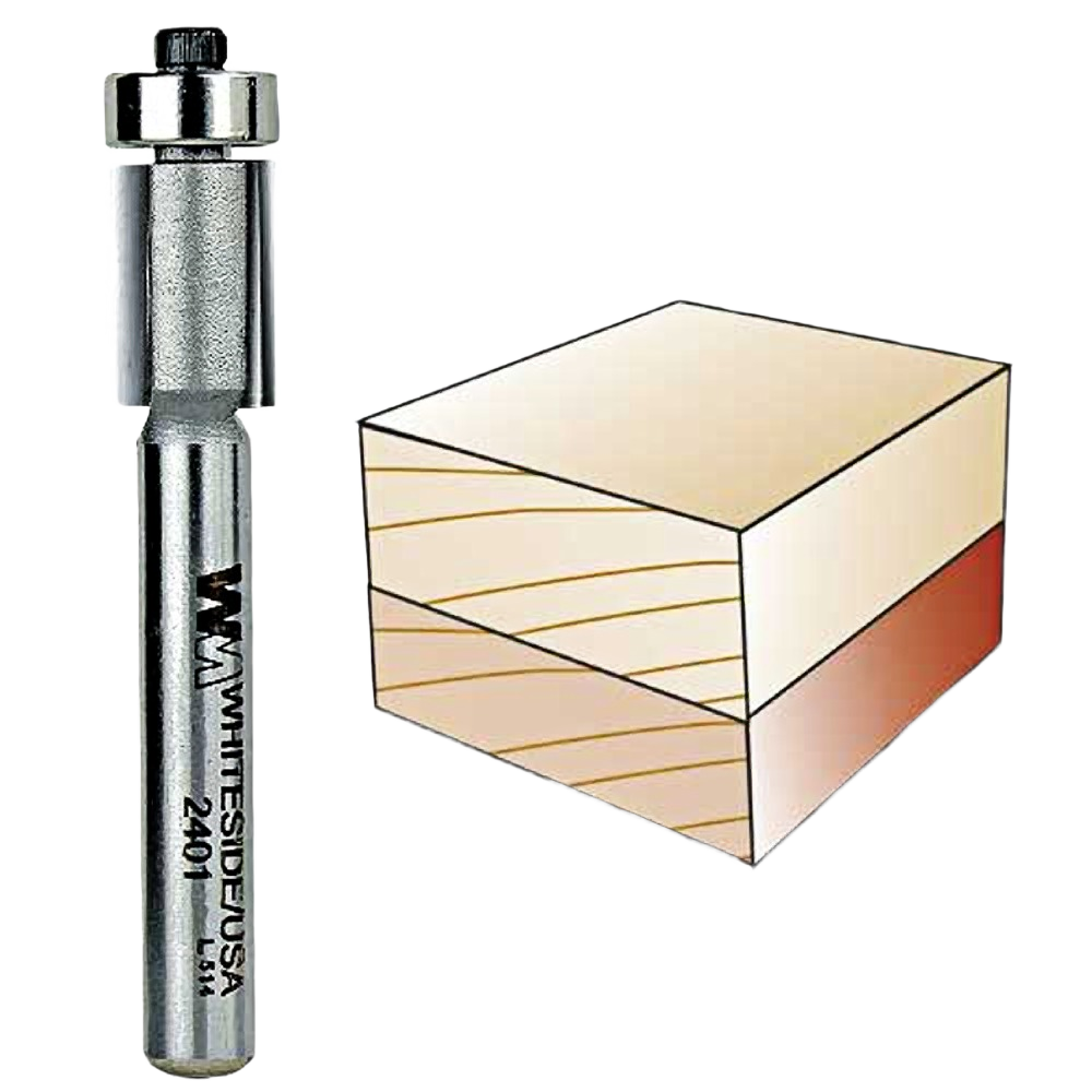 Whiteside flush trim router bit for trimming laminates with bearing guide, in tool accessories and power tool collections