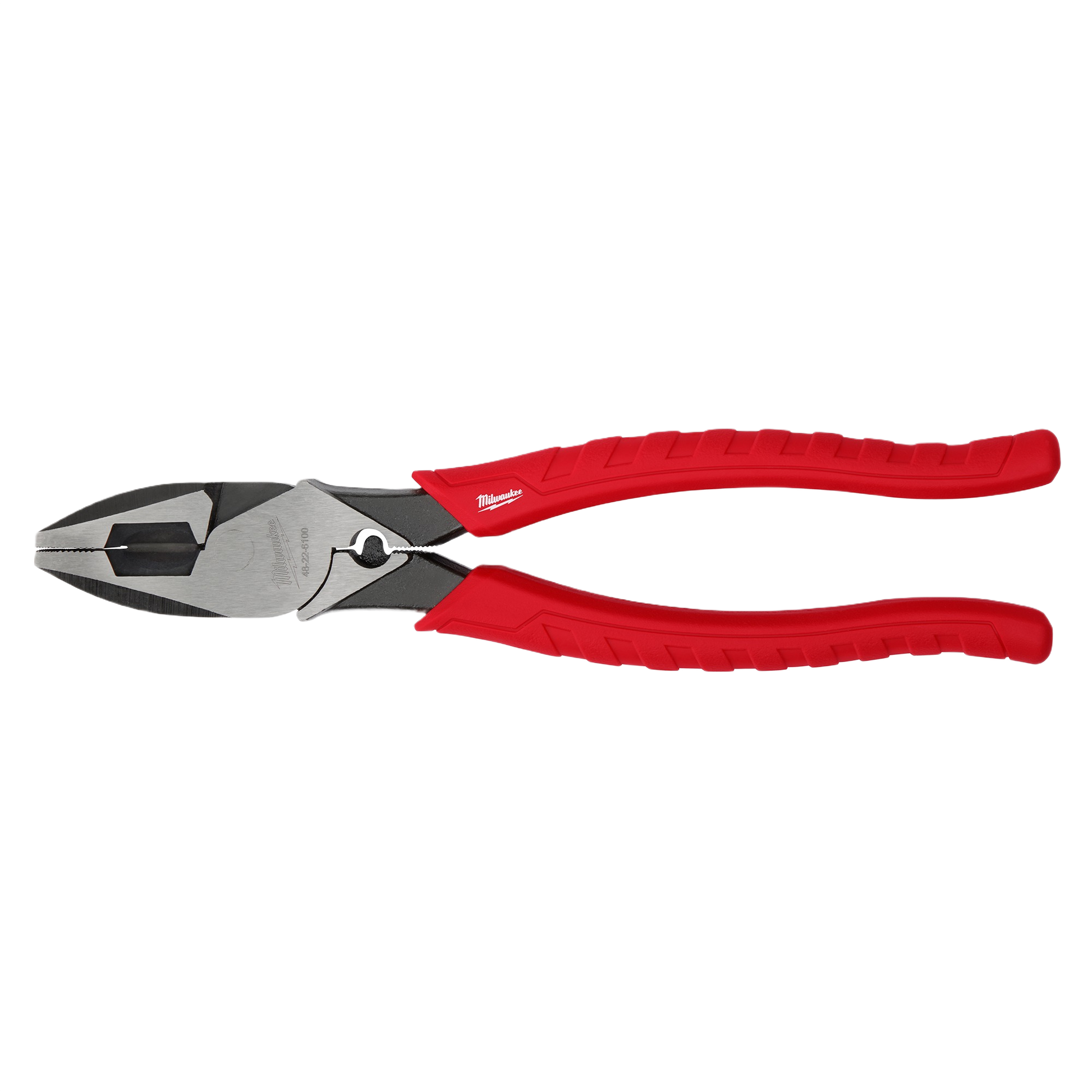 High leverage lineman's pliers with red comfort grip handles for woodworking and general hand tool use collections