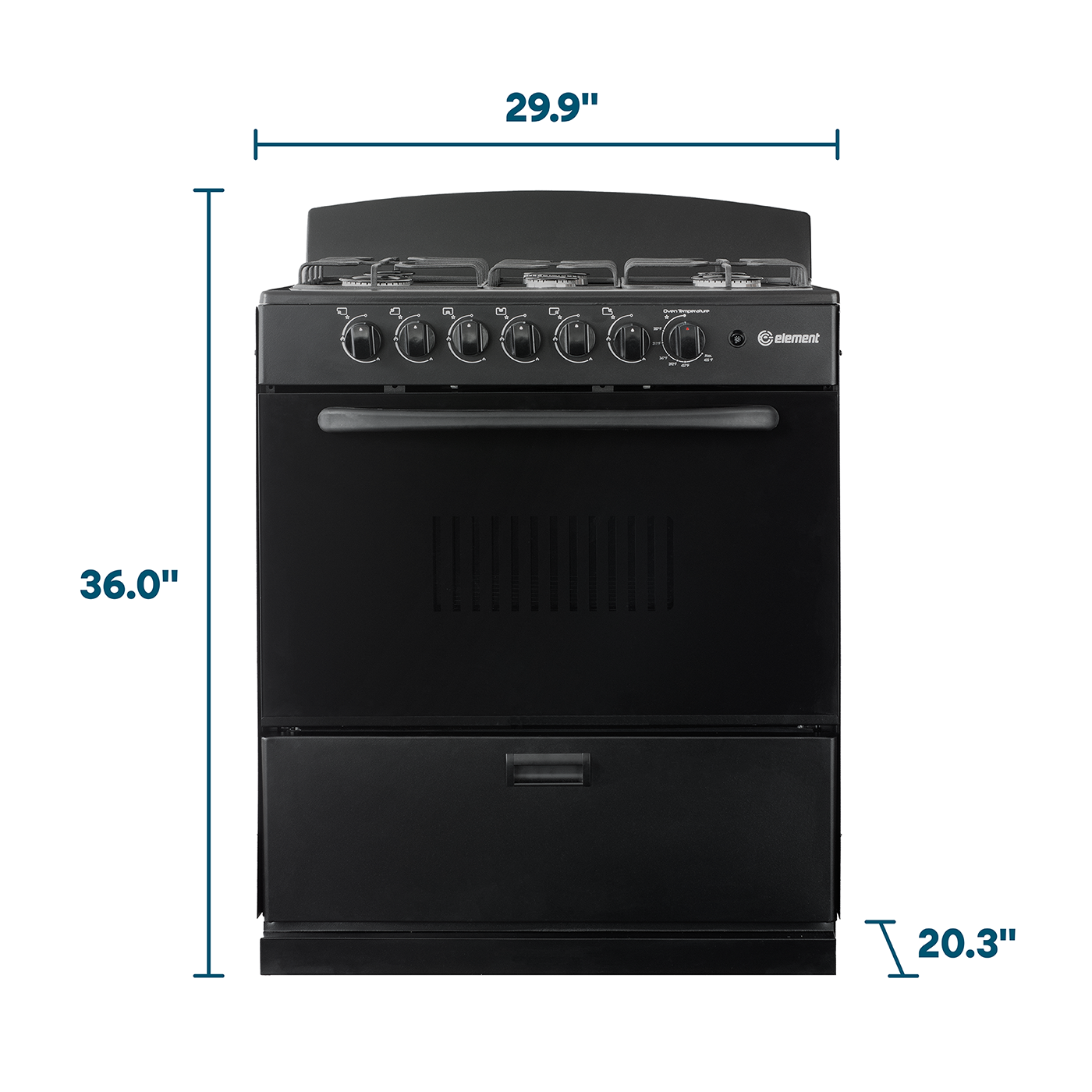 Element Electronics 4.0 cu. ft. 30", 6-Burner Gas Range (EEGR3A6MCCB)