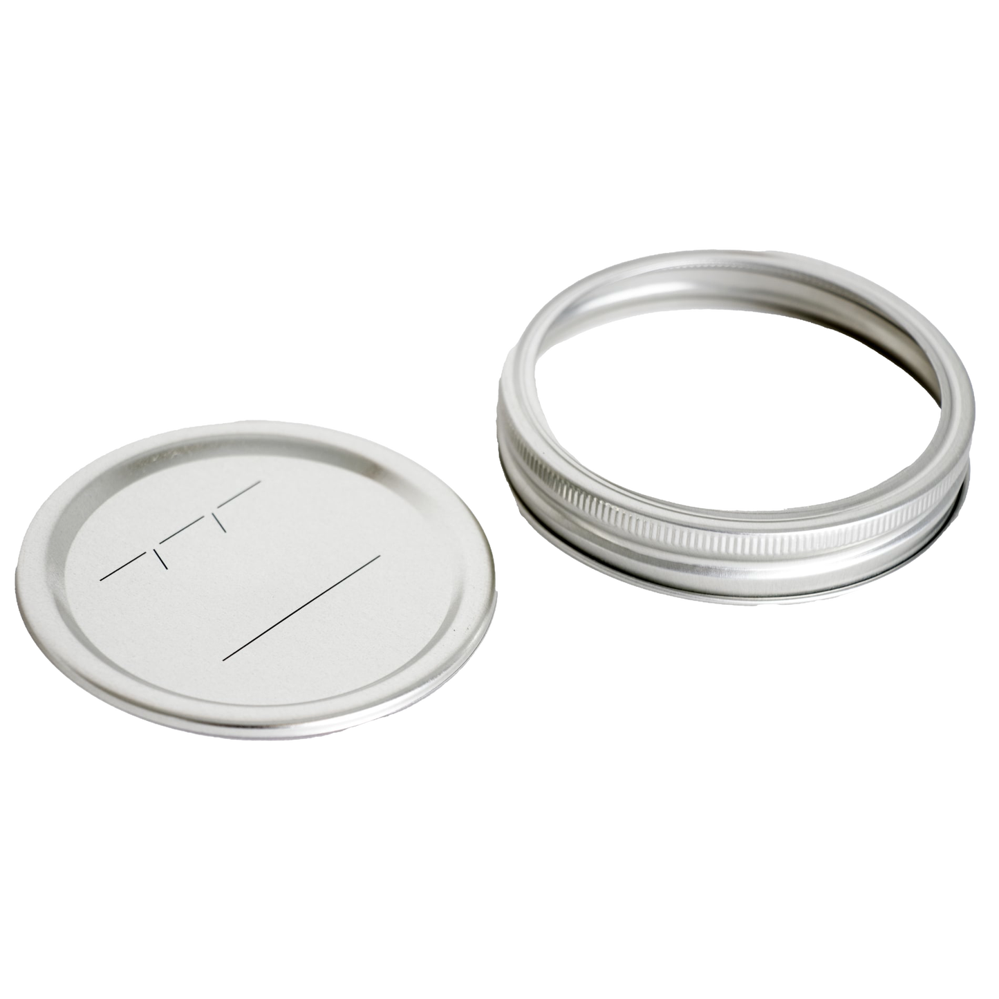Silver wide-mouth metal canning lid and band with date-marking lines in kitchenware under $50 collection