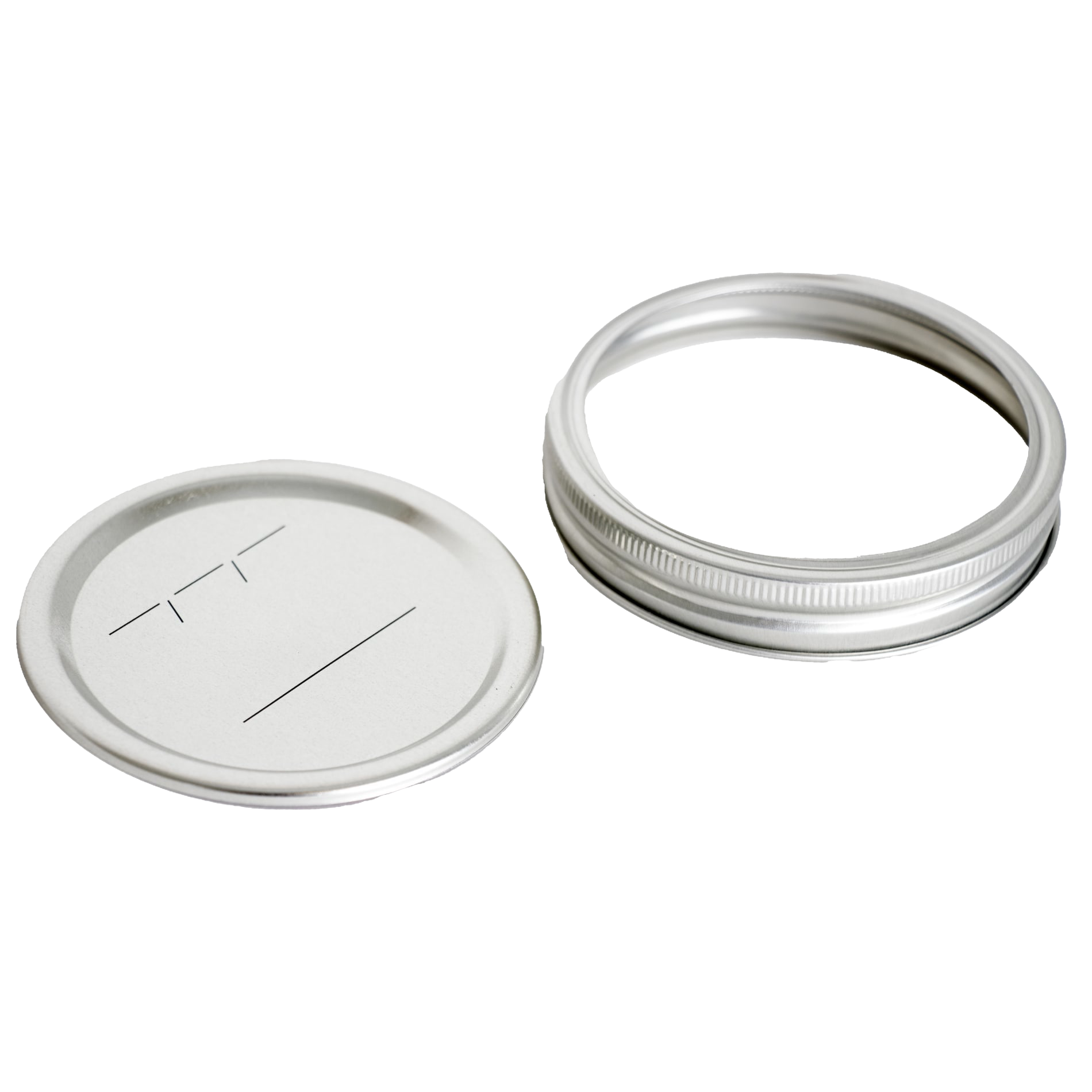 Silver wide-mouth metal canning lid and band with date-marking lines in kitchenware under $50 collection