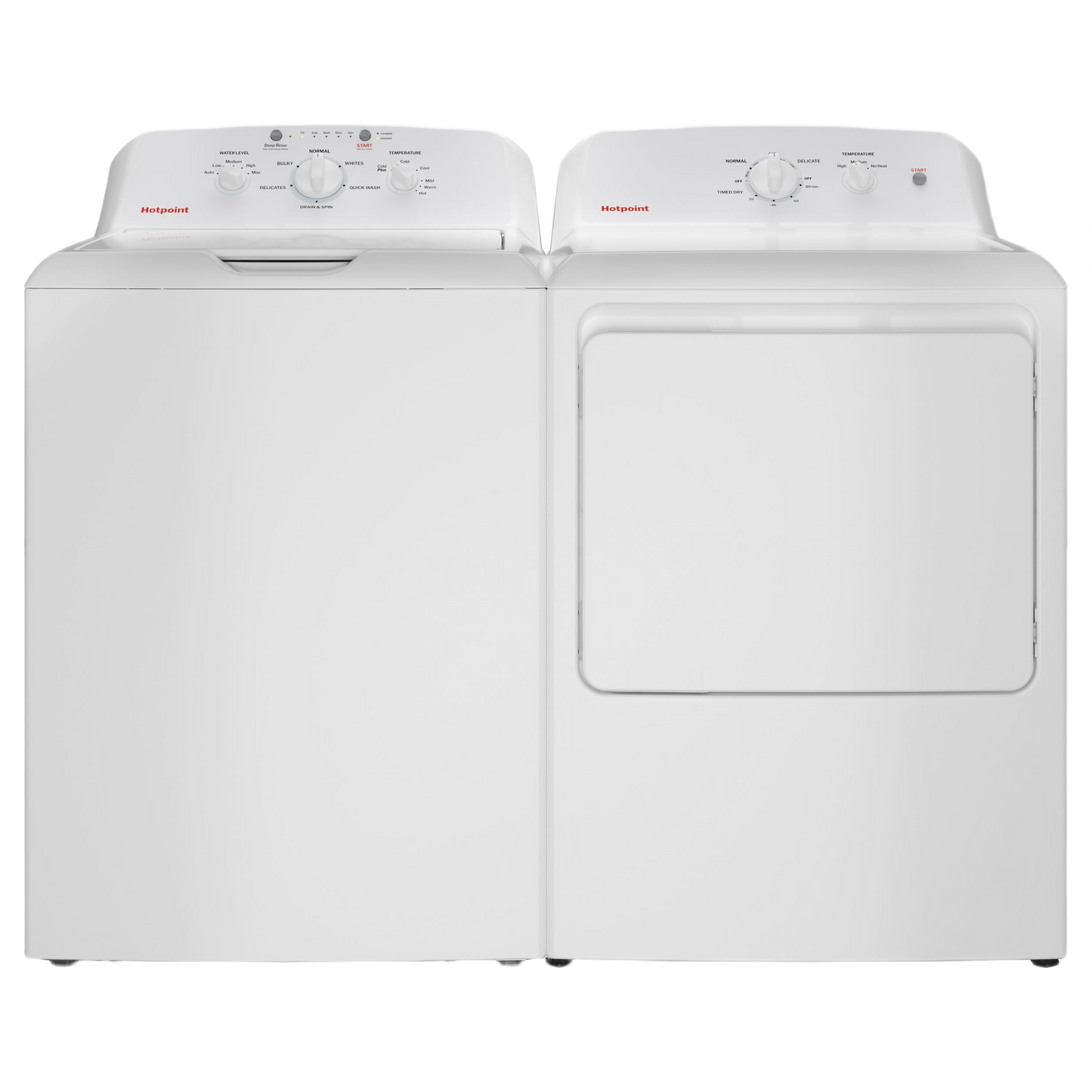 White Hotpoint washer and dryer set with control dials from Washers & Dryers and Appliances collections