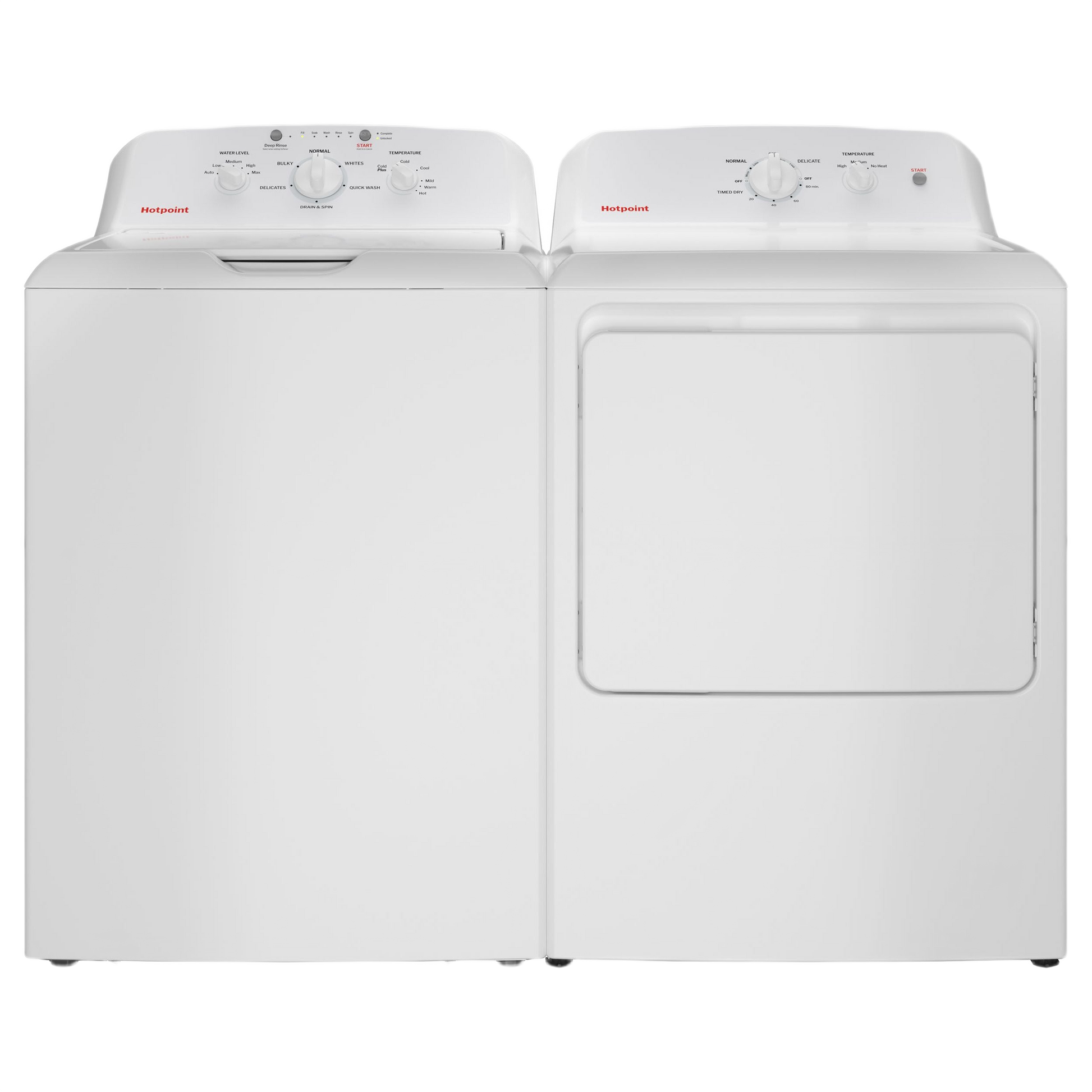 White Hotpoint washer and dryer set with control dials from Washers & Dryers and Appliances collections