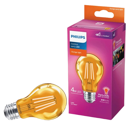 Philips medium orange LED party bulb with filament design for festive lighting in electrical and lighting collections