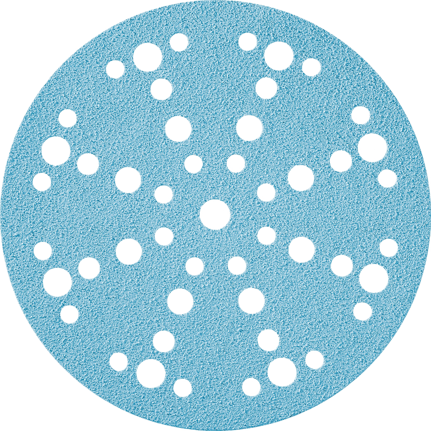 Blue circular sanding disc with multiple holes for dust extraction in power tool sanding accessories collection