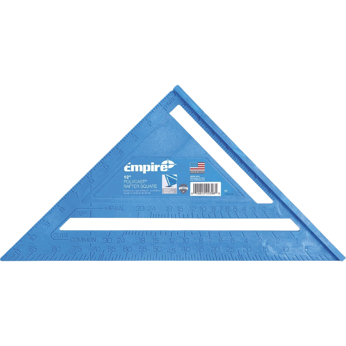Blue lightweight Polysquare rafter square with molded measurement tables for woodworking and home improvement tools under $50 collection