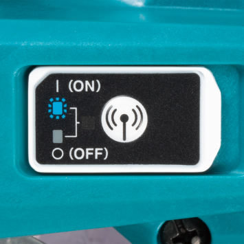 Power tool control switch with on/off settings and wireless connectivity indicator for cordless operation