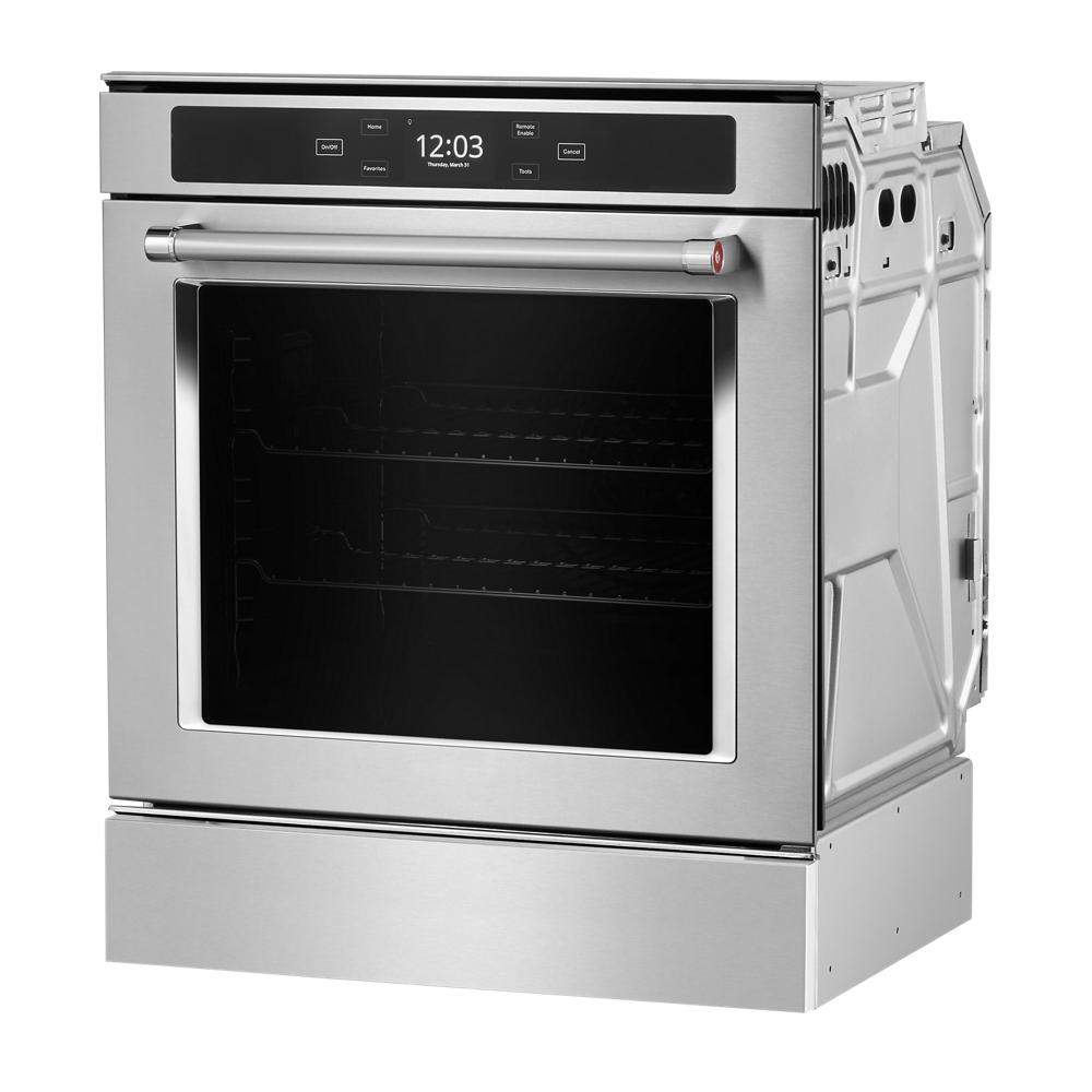 Stainless steel smart single wall oven with digital touchscreen and five-level rack support in KitchenAid Appliances collections