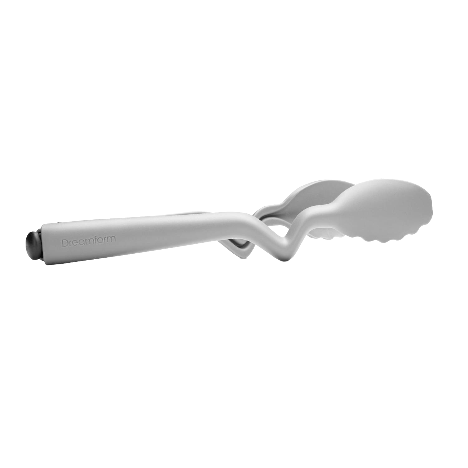 Lightweight white kitchen tongs with curved handle and scalloped edges, part of utensils and kitchen gadgets under $50 collection