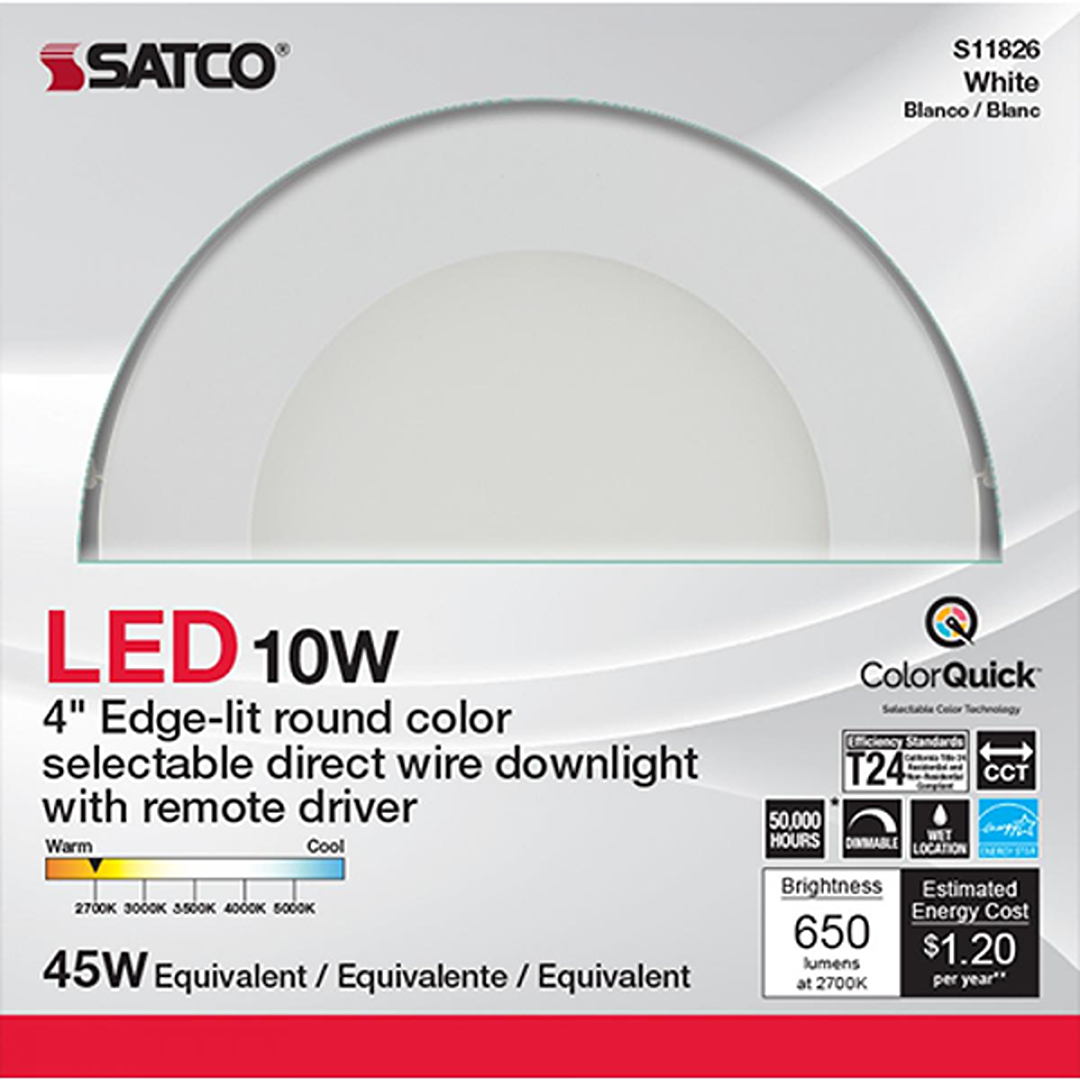 White 4-inch LED edge-lit round downlight with remote driver for lighting in Electrical and Home Improvement collections