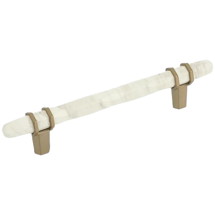 Cabinet pull with marble white center and golden champagne hardware for home improvement and furniture accessories
