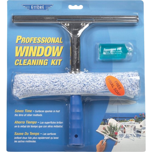 Stainless steel squeegee and microfiber sleeve cleaning kit designed for home improvement and cleaning tools collections