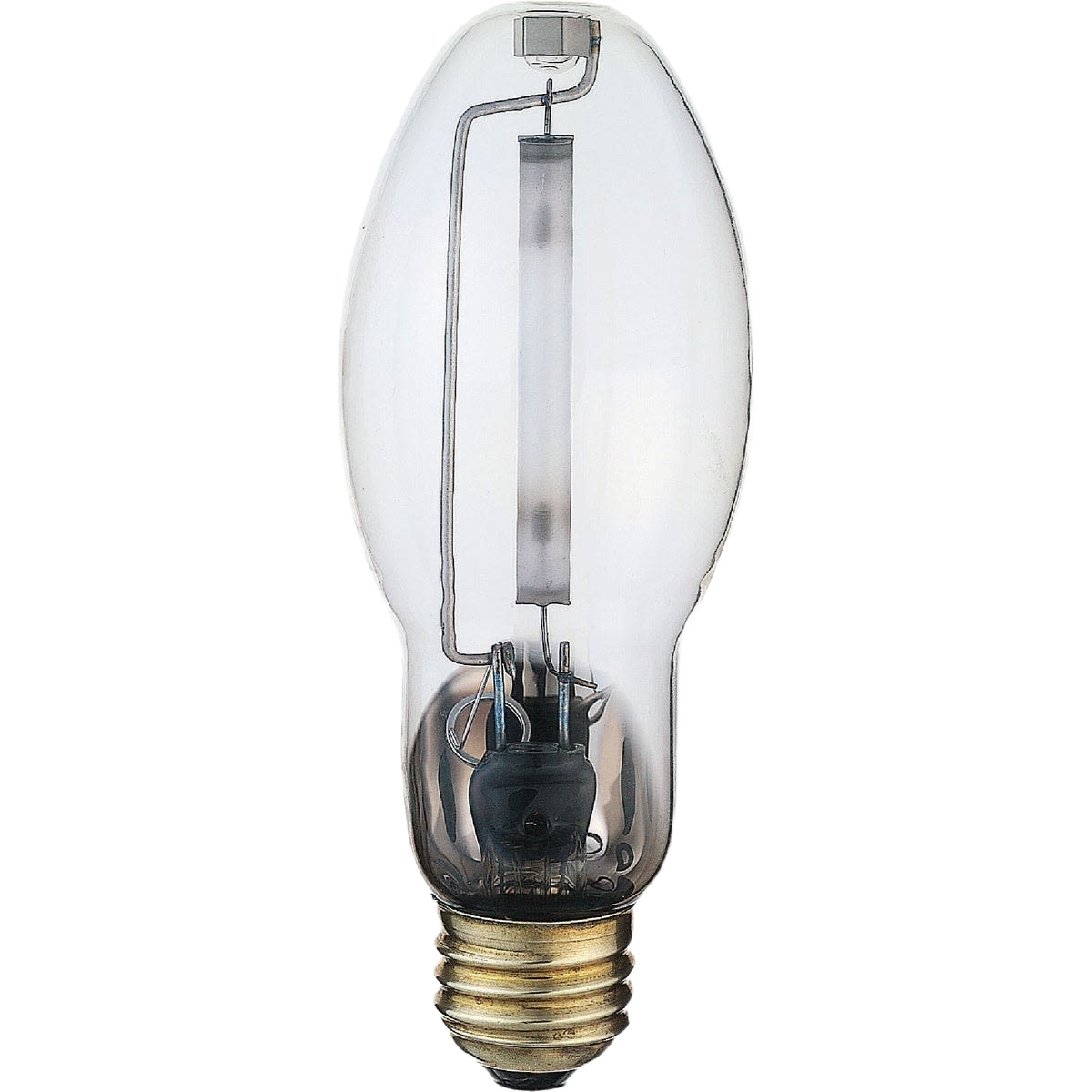 Clear high-pressure sodium HID bulb with medium base, suitable for outdoor and industrial lighting applications