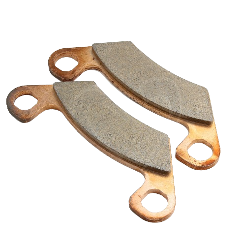 Pair of rear brake pads with metal backing and friction surface for tools and home improvement use