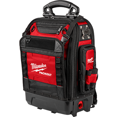 Durable Milwaukee PACKOUT™ backpack with tear-resistant ballistic material designed for jobsite storage and tool organization