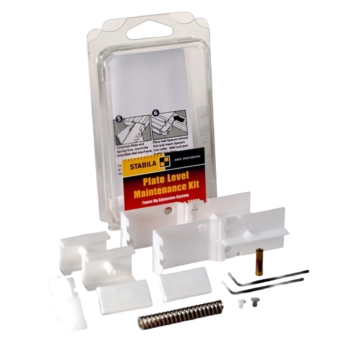 White plastic parts and tools kit for plate level repair, ideal for woodworking and measuring tools under $50 collection