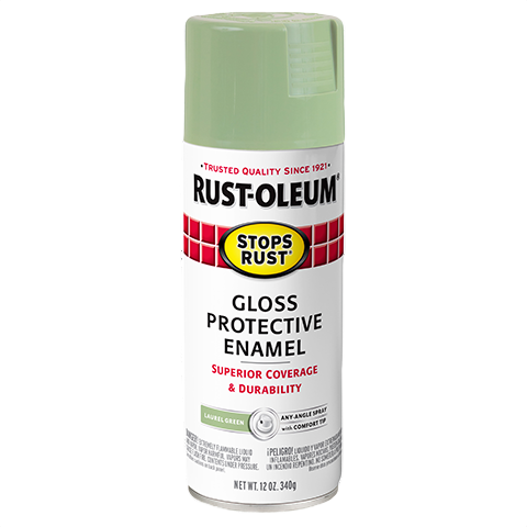 Rust-Oleum enamel spray paint in laurel green with glossy finish for rust protection in paint & supplies collection