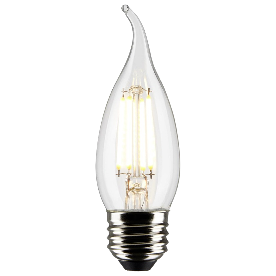 Clear flame-tip LED bulb with medium base for energy-saving lighting in home improvement and electrical projects