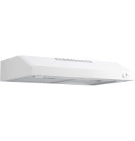 White under-cabinet range hood with vent controls and built-in lighting for kitchen appliances collection
