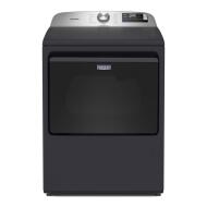 Front view of gray top load electric dryer with digital controls in Dryers and Appliances collections