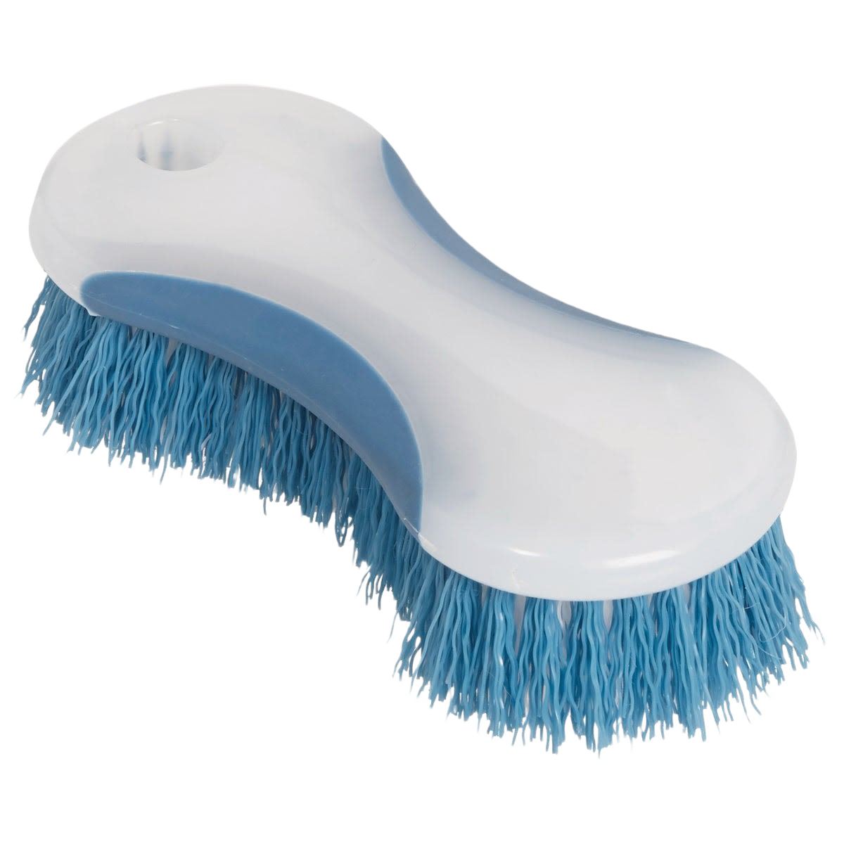 Curved scrub brush with blue rubber grip and stiff polypropylene bristles for cleaning tools and home improvement under $50 collections