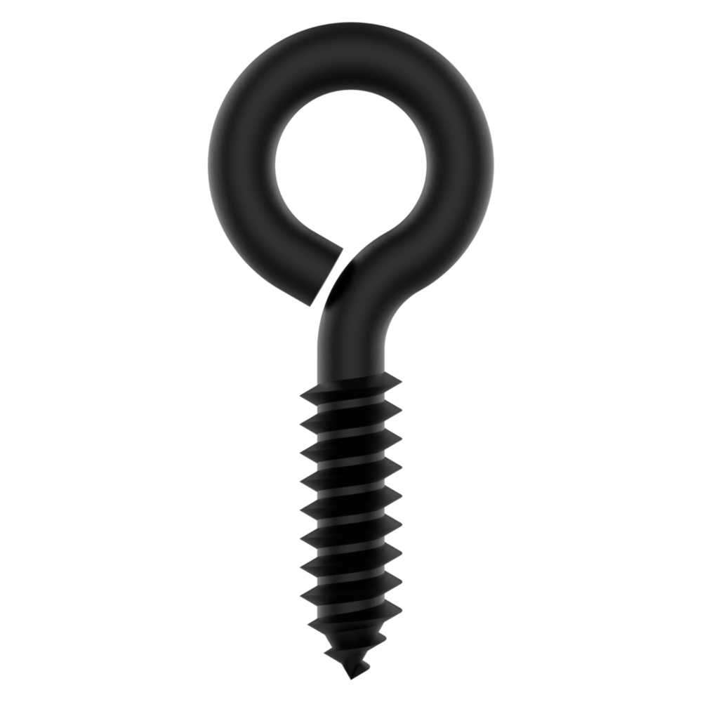 Black finish 2-5/8 inch screw eye for secure attachment in hardware, hooks & eyes, fasteners, and home improvement collections