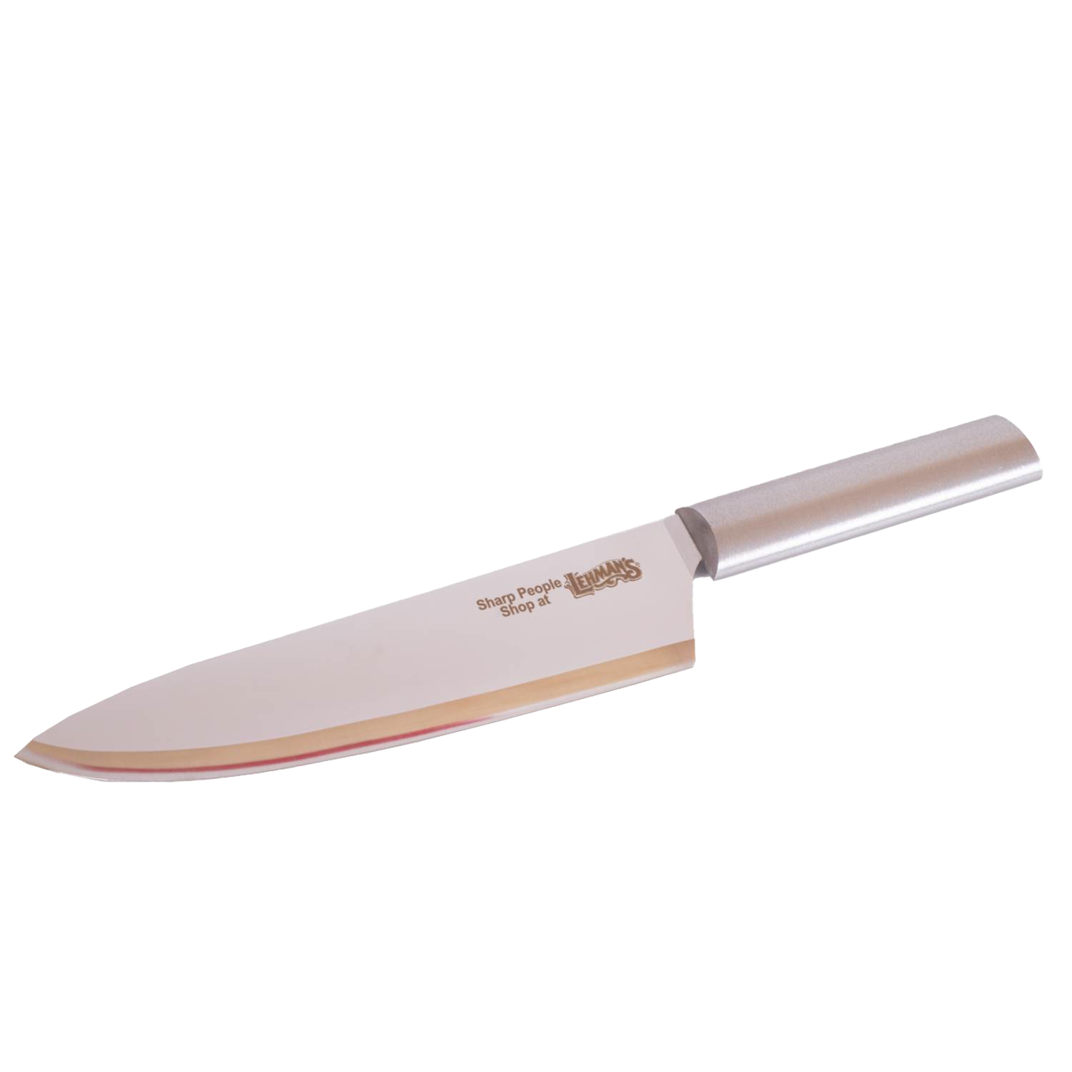 Stainless steel chef's knife with smooth handle, designed for kitchenware and cooking utensils collection under $100.