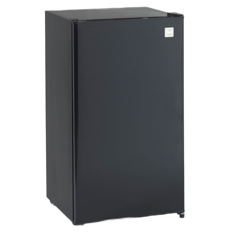 Compact black refrigerator with chiller compartment in kitchen appliances and refrigerators collection